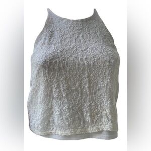 Monteau White High Neck Floral Lace Camisole Layered Tank Top Medium